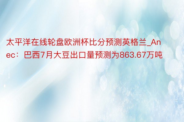 太平洋在线轮盘欧洲杯比分预测英格兰_Anec：巴西7月大豆出口量预测为863.67万吨