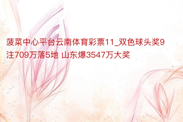 菠菜中心平台云南体育彩票11_双色球头奖9注709万落5地 山东爆3547万大奖